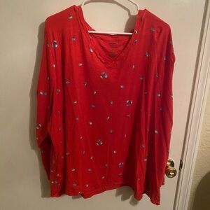 Orange Women's Top with Floral Accents